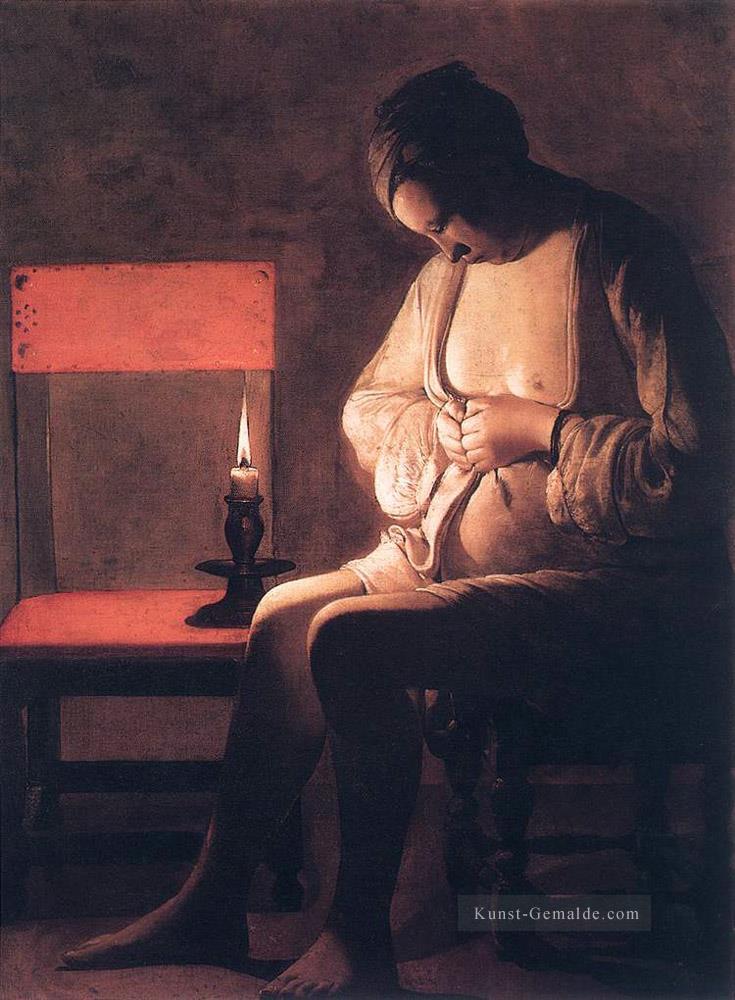 Frauen anziehende Flöhen Kerzenlicht Georges de La Tour Ölgemälde